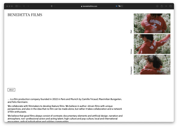 Grafikdesign für die neue Website von Benedetta Films