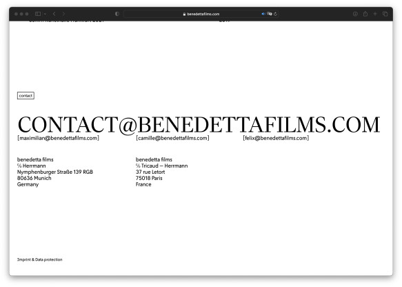 Graphic design for the new website of Benedetta Films