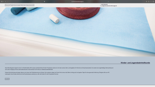 Re-design of the website for Zahnarztpraxis Lohbrügge