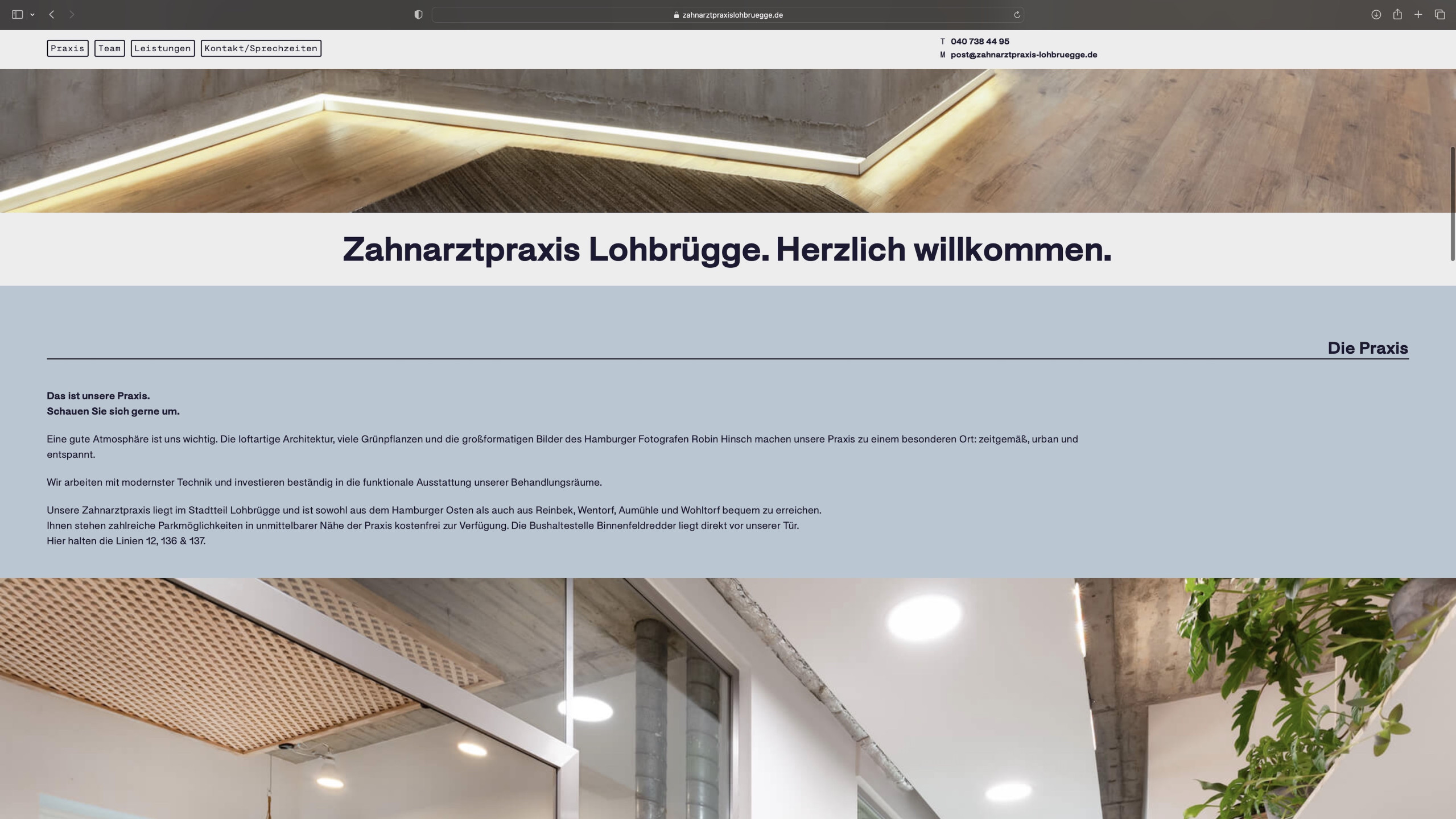 Re-design of the website for Zahnarztpraxis Lohbrügge